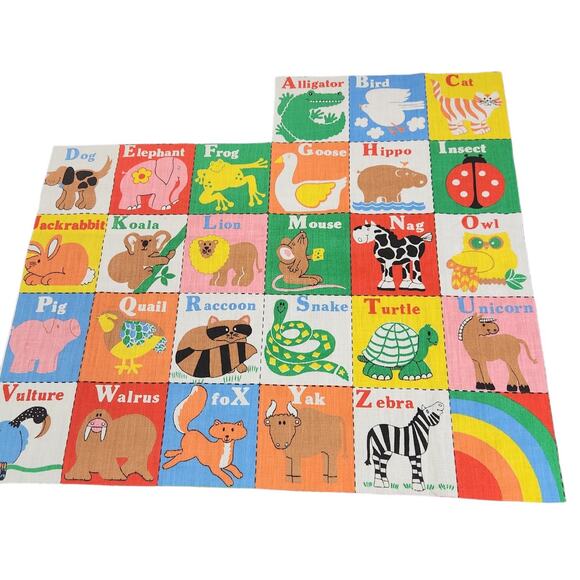 Other - ALPHABET ANIMAL BABIES FABRIC COTTON QUILT PROJECT CRAFT NURSERY BOOK BLANKET